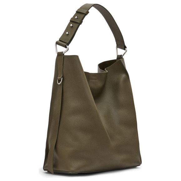 AllSaints Large Leather Tote w Pouch NWT Sycamore Green - Picture 5 of 10